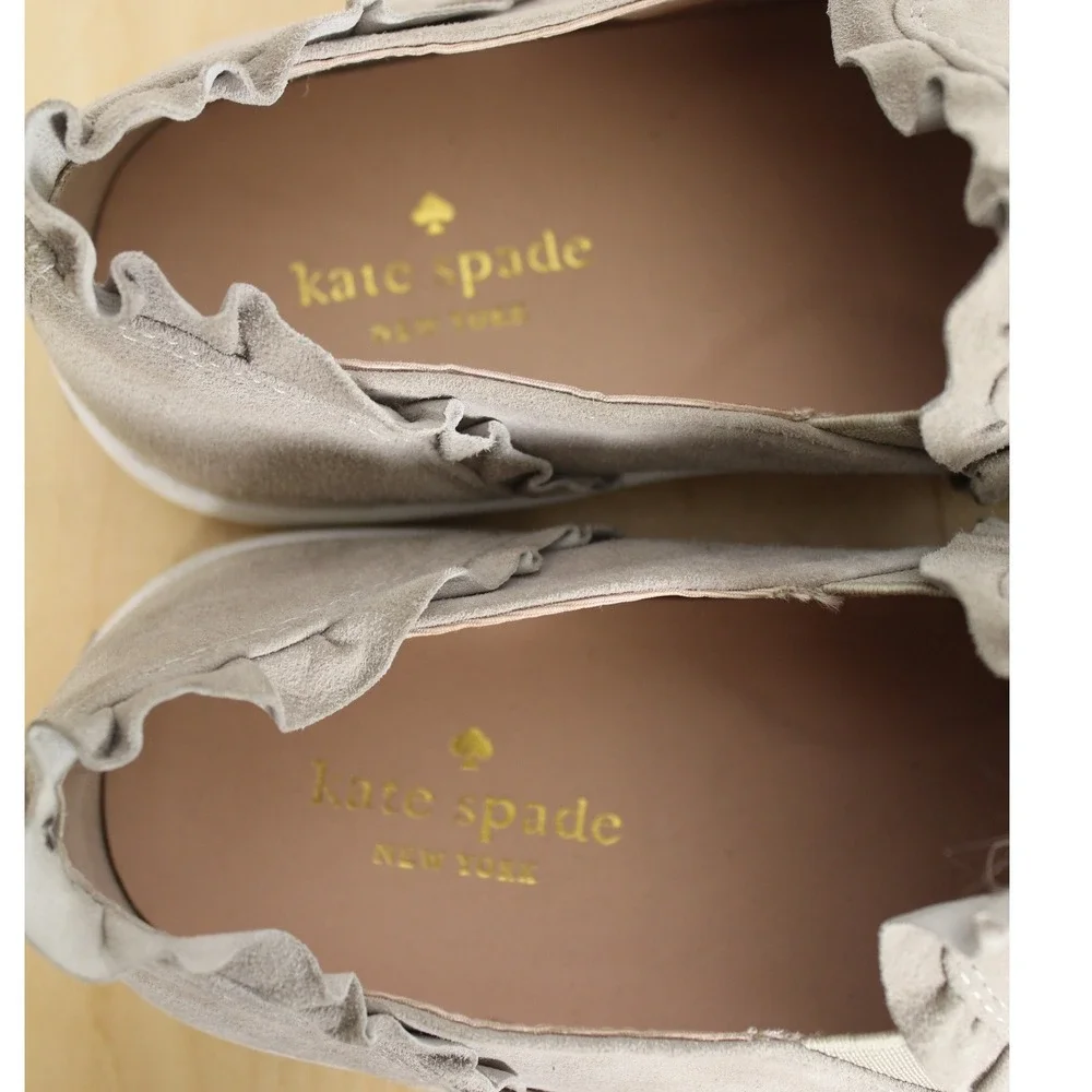Kate Spade Lillie Gray Suede Slip On‎ Sneaker Ruffle 9.5